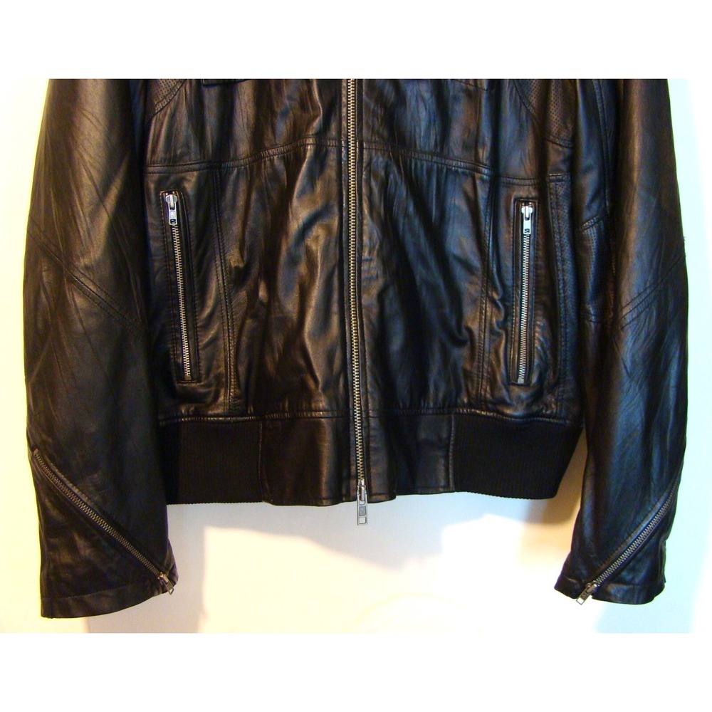 Artful Dodger Black Leather Bomber Jacket Big & Tall Size 4XL    AC - Picture 4 of 13